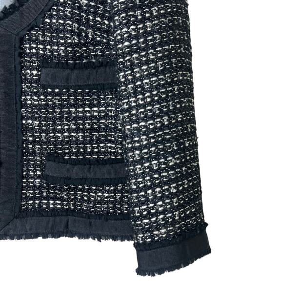 J.Crew Collection Cropped Black Shimmer Tweed Jacket 3/4 Sleeves Size 10 - Picture 4 of 10
